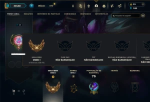 Ouro 1 com 50 Champs e 12 Skins + 2 Fragmentos - League of Legends LOL