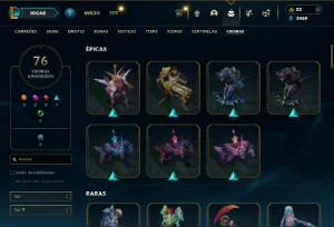 Prata 1 com TODOS os champs e 453 Skins + 76 Cromas - League of Legends LOL