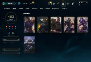 Prata 1 com TODOS os champs e 453 Skins + 76 Cromas - League of Legends LOL