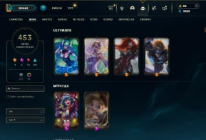 Prata 1 com TODOS os champs e 453 Skins + 76 Cromas - League of Legends LOL