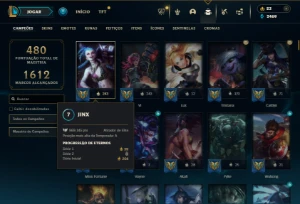 Prata 1 com TODOS os champs e 453 Skins + 76 Cromas - League of Legends LOL