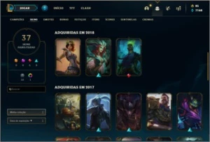 Conta Unranked com 103 champs e 37 skins - League of Legends LOL