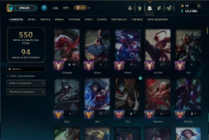 Unranked com TODOS os Champs e 154 Skins ( MID / JG / ADC ) - League of Legends LOL