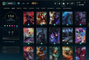 Unranked com TODOS os Champs e 154 Skins ( MID / JG / ADC ) - League of Legends LOL