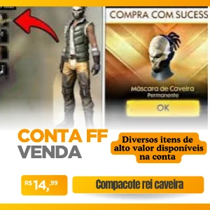 conta nivel 5 + 300 diamante (com pacote rei caveira) - Free Fire