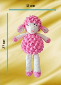 Carneirinho Pipoca Rosa Chiclete -  feito a mão, crochet, - Artesanato e Personalizados
