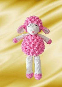 Carneirinho Pipoca Rosa Chiclete -  feito a mão, crochet, - Artesanato e Personalizados