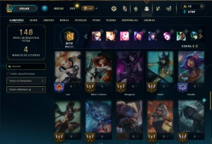 Unranked com 50 Champs e 23 Skins ( SUP / MID ) - League of Legends LOL