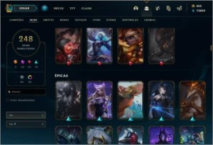 Conta nível 536, Ouro 3, 243 skins, todos os Champs - League of Legends LOL