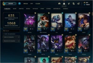 Conta nível 536, Ouro 3, 243 skins, todos os Champs - League of Legends LOL