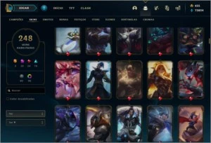 Conta nível 536, Ouro 3, 243 skins, todos os Champs - League of Legends LOL
