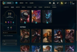 Conta Unranked com 32 Skins e 64 Champs - League of Legends LOL