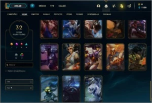 Conta Unranked com 32 Skins e 64 Champs - League of Legends LOL