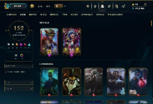 Platina 1 com TODOS os Champs e 152 Skins ( ADC / JG ) - League of Legends LOL