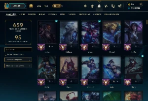 Platina 1 com TODOS os Champs e 152 Skins ( ADC / JG ) - League of Legends LOL
