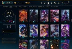Platina 1 com TODOS os Champs e 152 Skins ( ADC / JG ) - League of Legends LOL