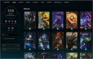 Conta League of Legends - 358 skins Lvl 304 LOL