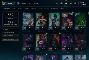 Conta League of Legends - 336 Skins - Desde 2016 - Main Sup LOL