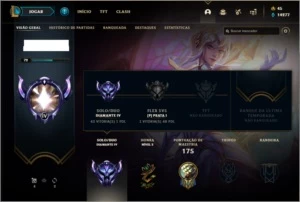conta diamante 4 com 22 skins e 55 champs - League of Legends LOL