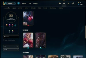 conta diamante 4 com 22 skins e 55 champs - League of Legends LOL