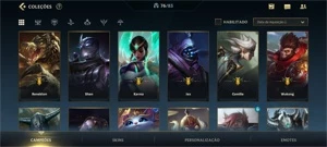 Conta wild rift com 65 skins e passe ativo. - League of Legends: Wild Rift LOL WR