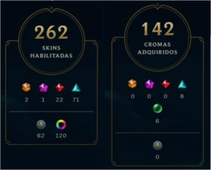acc lol all champ 262 skins 142 cromas g2