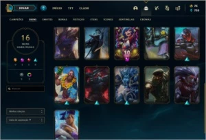 Conta PLATINA 1 com 16 skins e 40 champs - League of Legends LOL