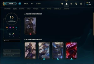 Conta PLATINA 1 com 16 skins e 40 champs - League of Legends LOL