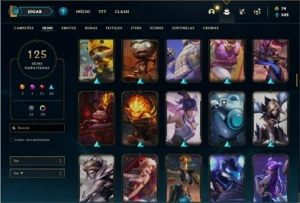 Conta bronze 2 com 72 Champs e 125 Skins + 3 Vitoriosas - League of Legends LOL