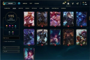 Conta bronze 2 com 72 Champs e 125 Skins + 3 Vitoriosas - League of Legends LOL