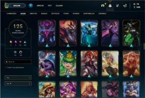 Conta bronze 2 com 72 Champs e 125 Skins + 3 Vitoriosas - League of Legends LOL