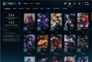 Conta bronze 2 com 72 Champs e 125 Skins + 3 Vitoriosas - League of Legends LOL