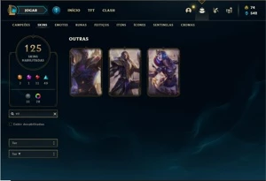 Conta bronze 2 com 72 Champs e 125 Skins + 3 Vitoriosas - League of Legends LOL