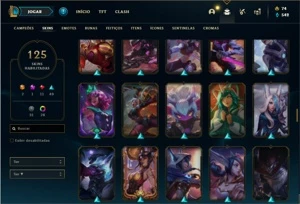 Conta bronze 2 com 72 Champs e 125 Skins + 3 Vitoriosas - League of Legends LOL