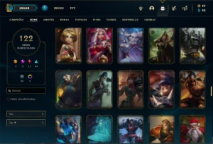 Conta ouro 4 com 150 Champs e 122 Skins + 2 Prestigios - League of Legends LOL