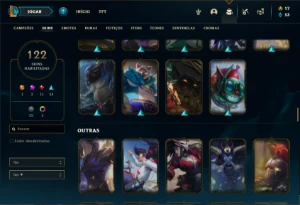 Conta ouro 4 com 150 Champs e 122 Skins + 2 Prestigios - League of Legends LOL
