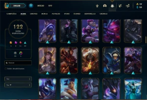 Conta ouro 4 com 150 Champs e 122 Skins + 2 Prestigios - League of Legends LOL