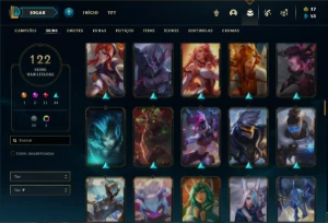 Conta ouro 4 com 150 Champs e 122 Skins + 2 Prestigios - League of Legends LOL