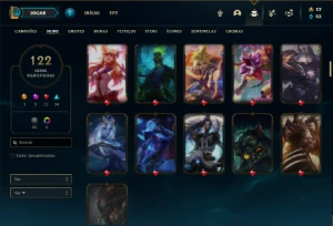 Conta ouro 4 com 150 Champs e 122 Skins + 2 Prestigios - League of Legends LOL