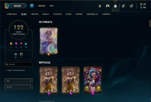 Conta ouro 4 com 150 Champs e 122 Skins + 2 Prestigios - League of Legends LOL