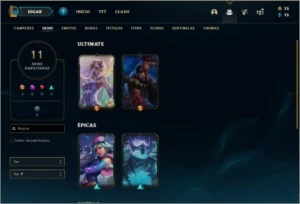 Conta platina 1 com 11 skins e 40 champs - League of Legends LOL