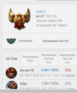 Conta LOL OURO 3! - League of Legends