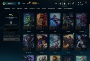 Ouro 2 com 40 Champs e 5 Skins - League of Legends LOL