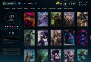 Bronze 1 com TODOS os Champs e 127 Skins (Mais de 100 Jogos) - League of Legends LOL