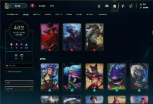 Ouro 4 com TODOS os champs e 402 Skins (Nivel 600) - League of Legends LOL