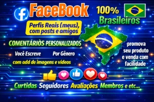 Facebook, 100% BRASIL, todos os serviços, Perfis Reais - Redes Sociais