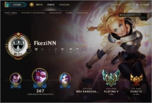 Platinha 5/ 120 champs/ 39 skins/ criada na S3/ 68 icones - League of Legends LOL