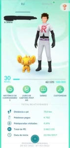 Conta Pokémon Go Nível 30 com 100% Shiny - Pokemon GO