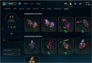 CONTA LOL PLATINA 4 - TODOS CAMPEÕES - VÁRIAS SKINS - League of Legends