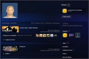 Conta steam 2 ANOS + PRIME CSGO + 203hrs DE JOGO +  AMONG US - Counter Strike